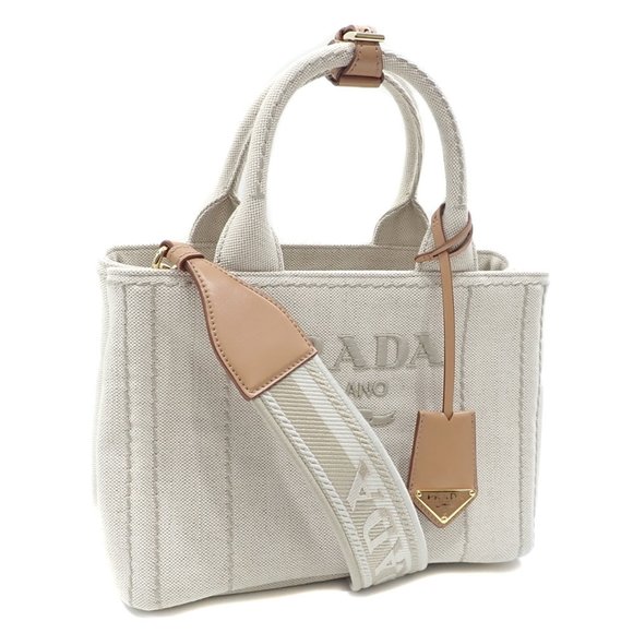 PRADA Beige Leather 2C Tote Bag - Picture 1 of 6